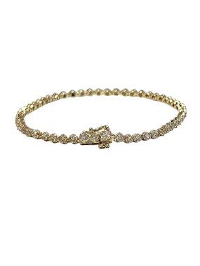 10K Yellow Gold Diamond Cluster Tennis Bracelet #24150